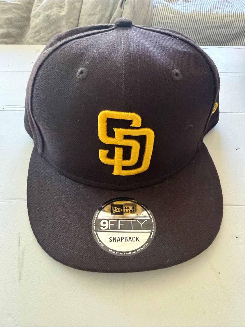 San Diego Padre New Era 9FIFTY Snapback Cap in Brown with Gold SD Logo
